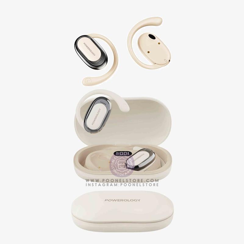 هندزفری وایرلس پاورولوژی، هدفون بلوتوثی پاورولوژی نسخه اورجینال Powerology Oura Open Ear Wireless Earbuds Hands Free Calls Poonel Store