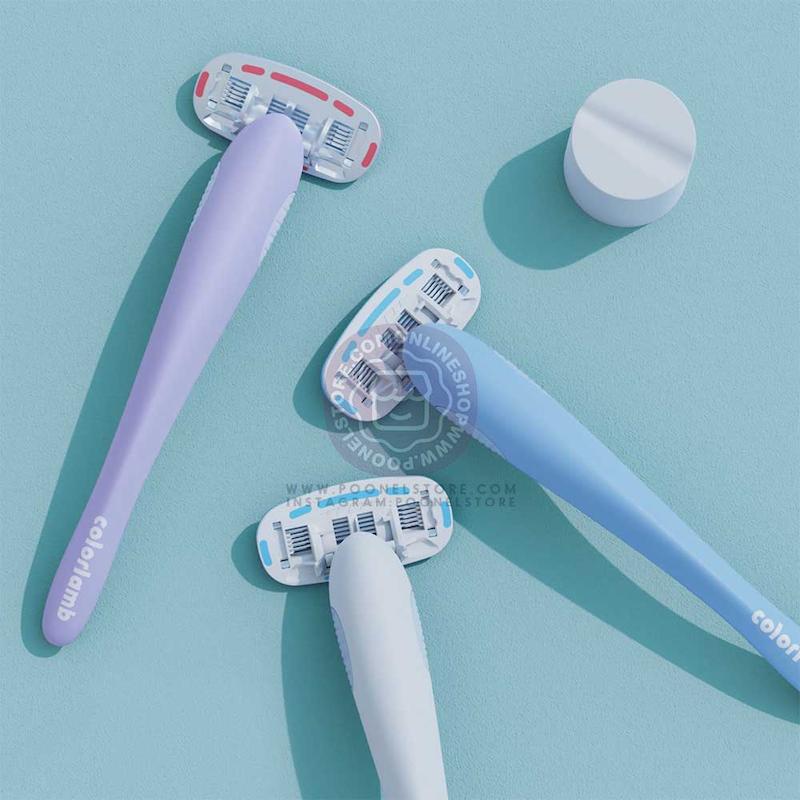 تیغ اصلاح 5 لایه کالرلمب مگنت استاندارد، شیور دستی کالرلمب قابل حمل دارای کیس نگهدارنده و استند مگنتی مناسب خانم ها Colorlamb Portable Manual Women Razor Set Metal Handle Poonel Store