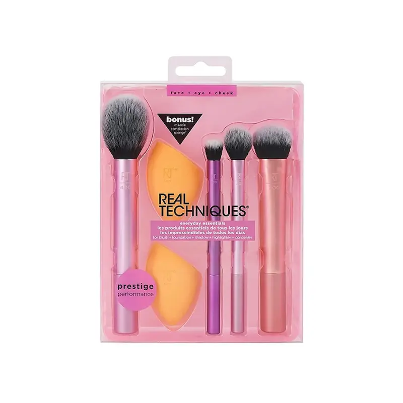 ست براش میکاپ ریل تکنیک، پکیج 6 تکه براش و پد آرایشی ریل تکنیک Real Techniques Everyday Essentials Original Version 01997 Model Poonel Store Online Shopping Platform