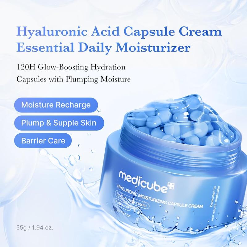 کرم کپسولی آبرسان هیالورونیک اسید مدی کیوب نسخه اورجینال Medicube Hyaluronic Moisturizing Capsule Cream 55g