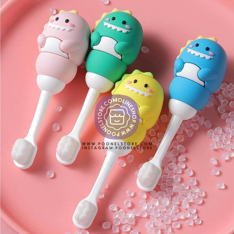 مسواک سیلیکونی اکسترا سافت وارداتی برند فشن مانیا طرح دایناسور پوونل استور fashion mania Baby Toothbrush Soft Bristles for Toddlers & Children Aged 1-4 Fun Dinosaurs Shape for 360 Degree Cleaning www.poonelstore.com