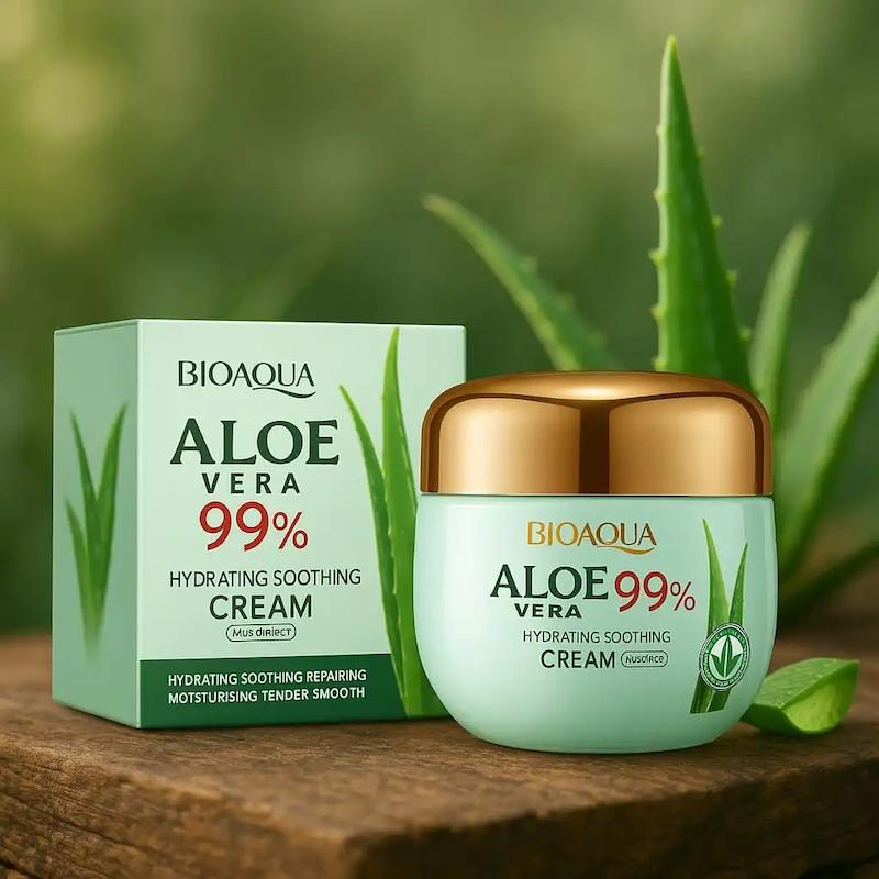 کرم آبرسان و مرطوب کننده آلوئه ورا اورجینال نسخه اصل مناسب انواع پوست حجم 50 میلی لیتر Original Aloe Vera Face Cream 99% Hydrating Soothing Poonel Store