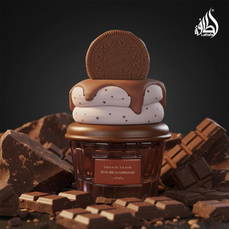 +ویدیو عطر پینترستی لطافه نسخه اورجینال مدل بستنی شکلاتی کوکی کاکائو Lattafa Cookie Crave Eau de Parfum Give Me Gourmand Collection 75ml Spray Sweet Vanilla Cookie Scent Cocoa Butter and Sugar Notes