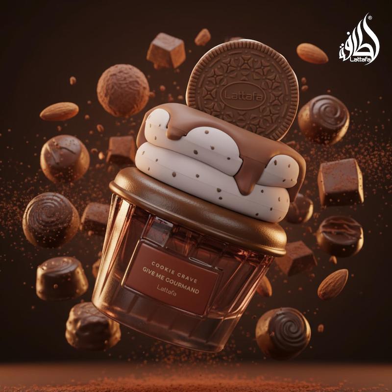 +ویدیو عطر پینترستی لطافه نسخه اورجینال مدل بستنی شکلاتی کوکی کاکائو Lattafa Cookie Crave Eau de Parfum Give Me Gourmand Collection 75ml Spray Sweet Vanilla Cookie Scent Cocoa Butter and Sugar Notes