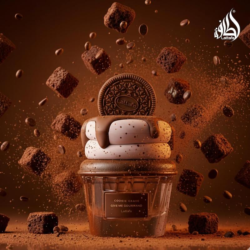 +ویدیو عطر پینترستی لطافه نسخه اورجینال مدل بستنی شکلاتی کوکی کاکائو Lattafa Cookie Crave Eau de Parfum Give Me Gourmand Collection 75ml Spray Sweet Vanilla Cookie Scent Cocoa Butter and Sugar Notes