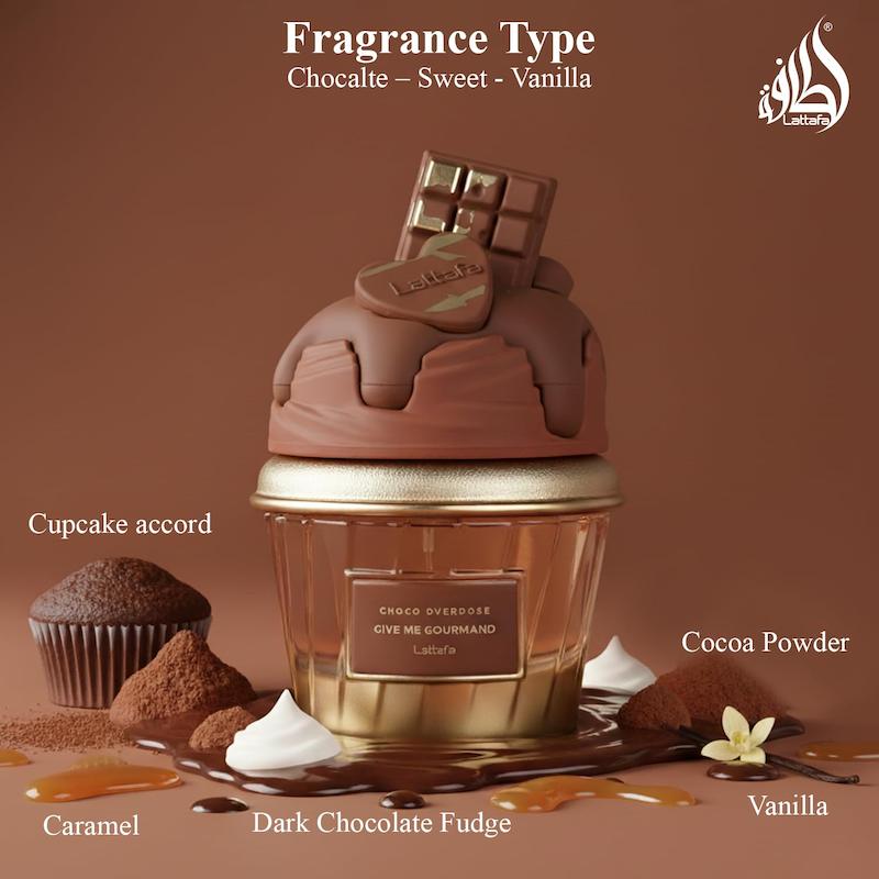 +ویدیو عطر پینترستی لطافه نسخه اورجینال مدل چوکو اوردوز گیو می گورماند Lattafa Choco Overdose Eau de Parfum, Gourmand Collection Dark Chocolate FudGe and Caramel FraGrance 75ml Spray Sweet and EleGant Give Me Gourmand Collection