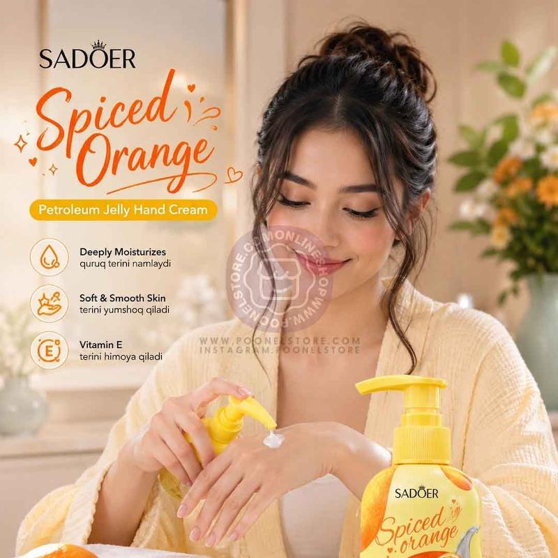 کرم تخصصی دست سادور نسخه اصل، کرم دست معطر سادور مدل پمپی نسخه اصل Sadoer Avocado Peach OranGe FraGrance NourishinG Anti DryinG WhiteninG Petroleum Jelly Hand Cream