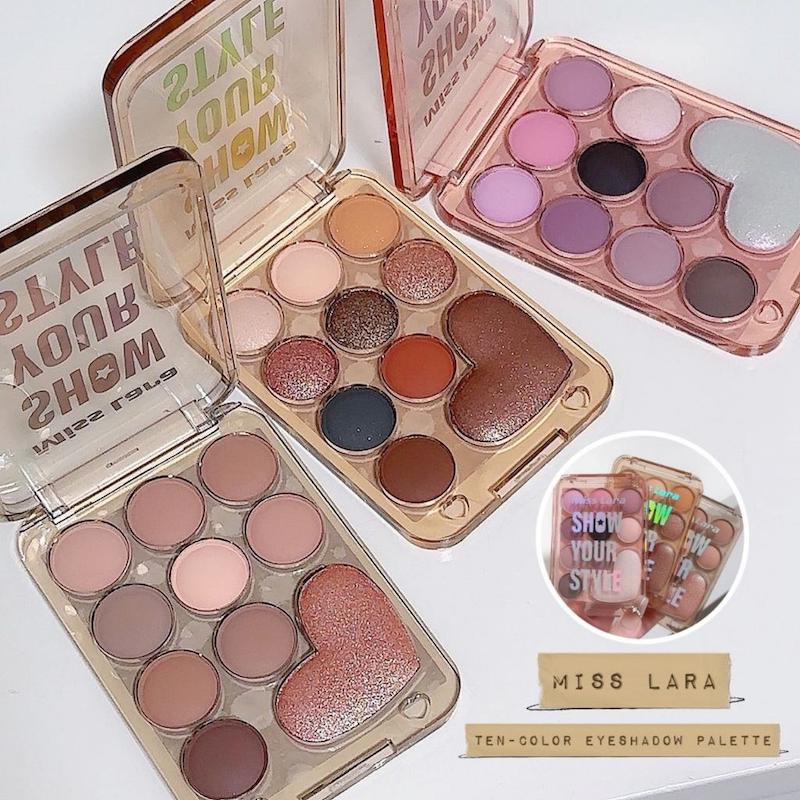 پالت سایه چشم پینترستی میس لارا، پالت باکس سایه چشم فانتزی میس لارا نسخه اورجینال Makeup Miss Lara 10 Colours Love Shine Eyeshadow Palette Pearlescent Eyeshadow Palette Nude Long