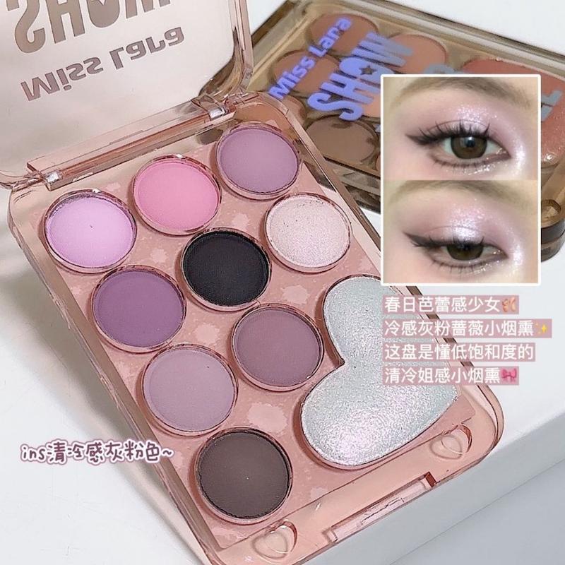 پالت سایه چشم پینترستی میس لارا، پالت باکس سایه چشم فانتزی میس لارا نسخه اورجینال Makeup Miss Lara 10 Colours Love Shine Eyeshadow Palette Pearlescent Eyeshadow Palette Nude Long