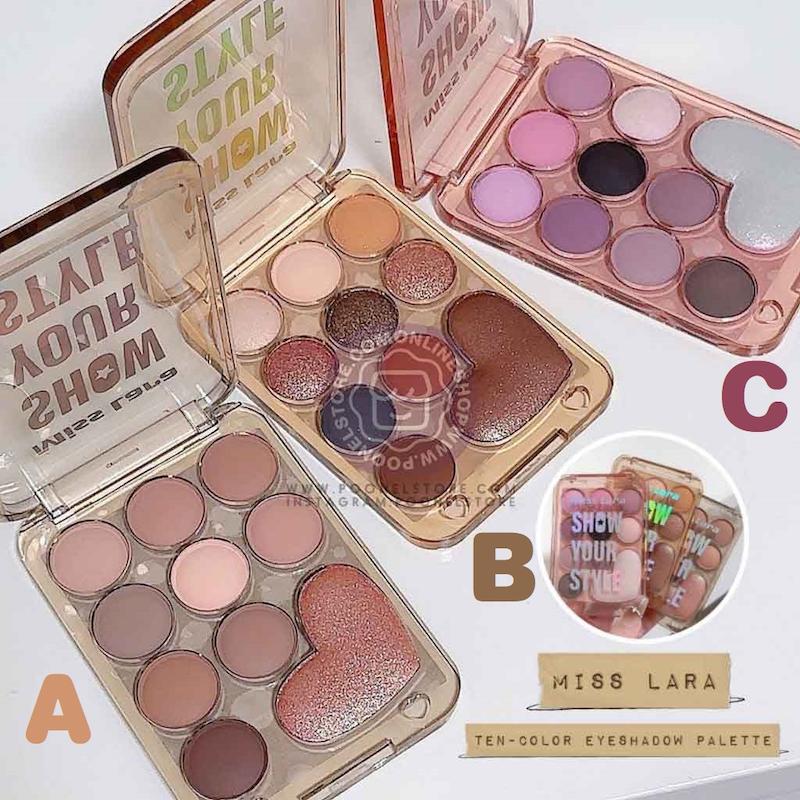 پالت سایه چشم پینترستی میس لارا، پالت باکس سایه چشم فانتزی میس لارا نسخه اورجینال Makeup Miss Lara 10 Colours Love Shine Eyeshadow Palette Pearlescent Eyeshadow Palette Nude Long