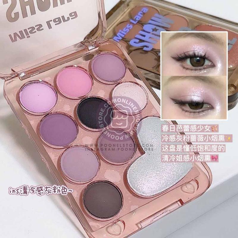 پالت سایه چشم پینترستی میس لارا، پالت باکس سایه چشم فانتزی میس لارا نسخه اورجینال Makeup Miss Lara 10 Colours Love Shine Eyeshadow Palette Pearlescent Eyeshadow Palette Nude Long