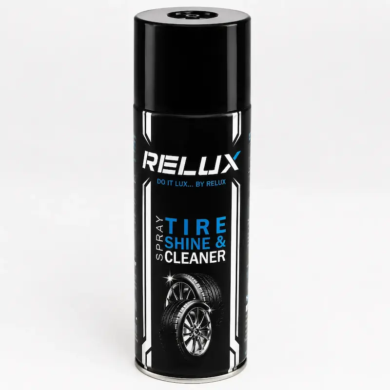 اسپری تمیز کننده و براق کننده لاستیک RELUX مدل گازی  حجم 450 میلی لیتر
