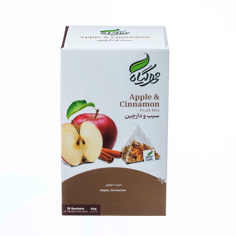 بسته دمنوش سیب و دارچین مهرگیاه حاوی 18 عدد تی بگ