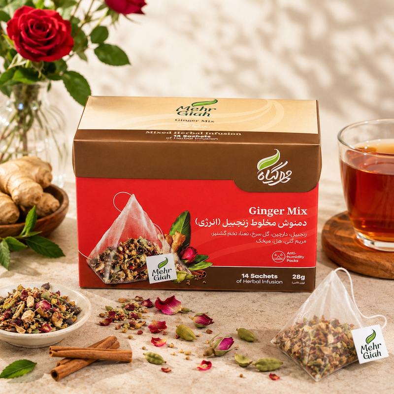 دمنوش مخلوط زنجبیل انرژی ۱۴ عددی
