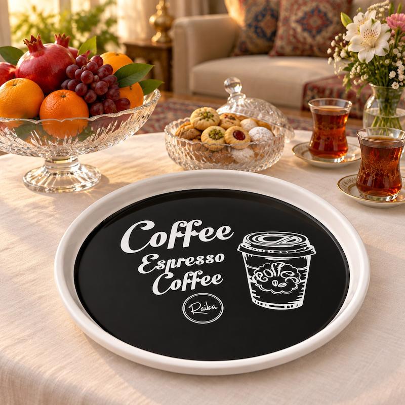 سینی سه نفره کائوچو طرح قهوه