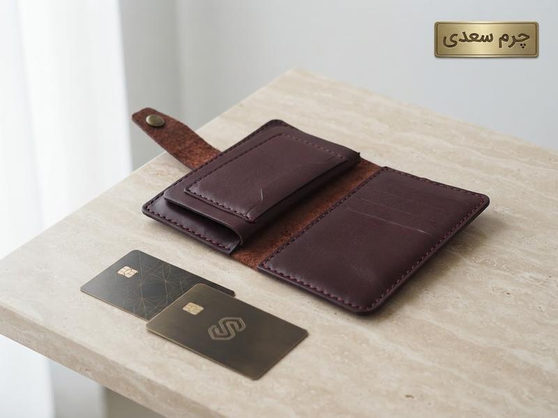 کیف جاکارتی چرم طبیعی دست دوز چرم سعدی کد 219