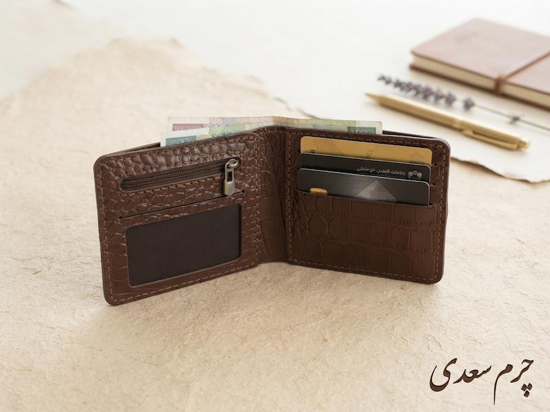 کیف پول جیبی مردانه چرم طبیعی دست‌دوز | چرم سعدی کد 29