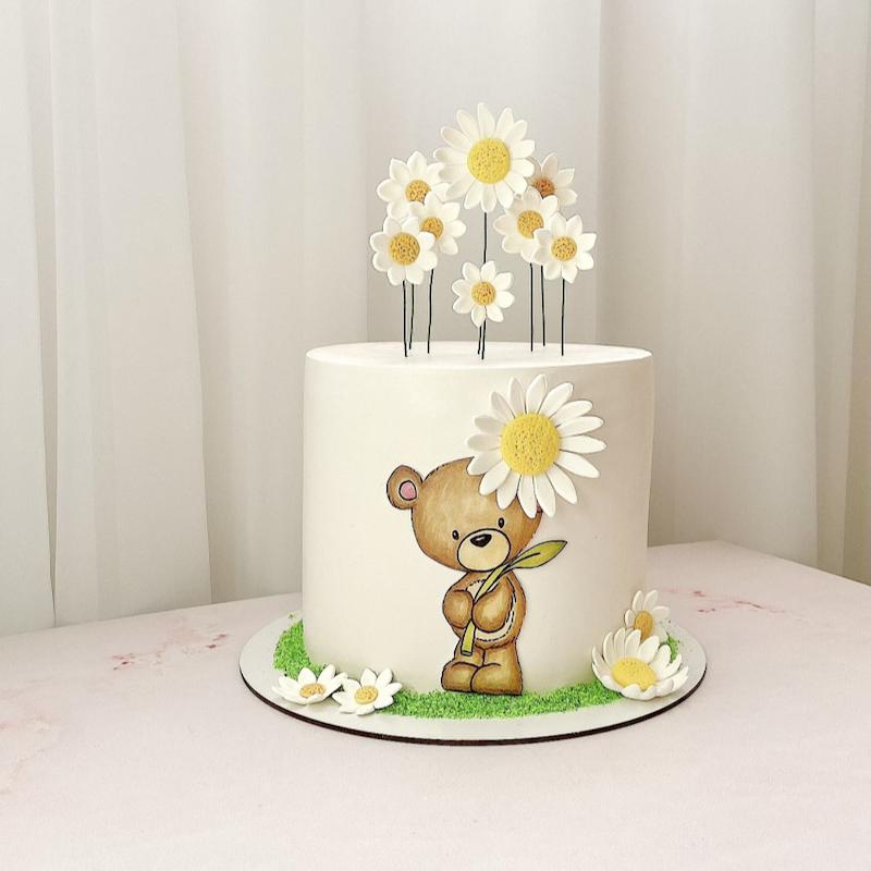 کیک خرس گلدار