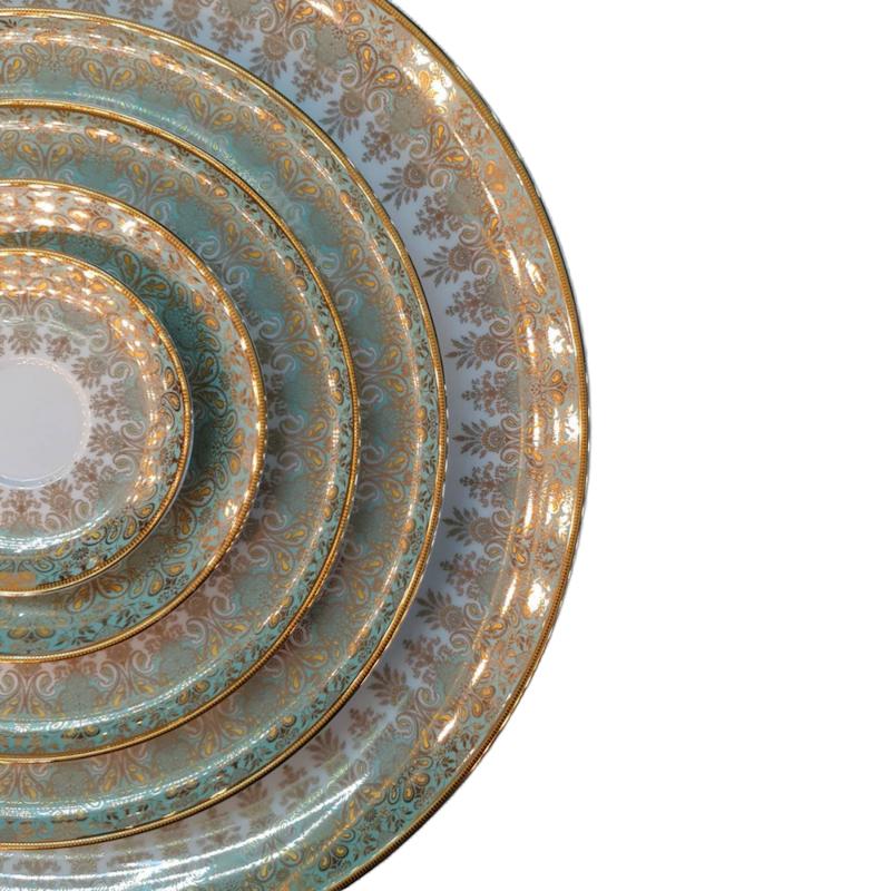 سرویس چینی 128 پارچه لورین طلا کوب شهسان سبز