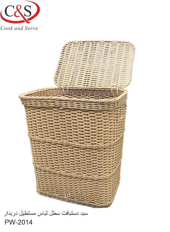 سبد دست باف لباس مستطیل درب دارC&s-کپی