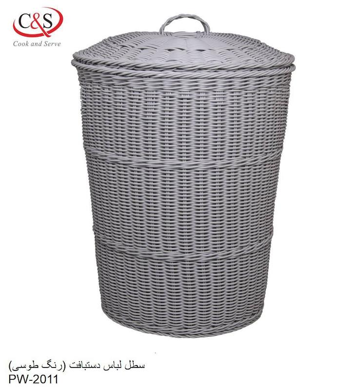 سبد دست باف لباس استوانه درب دارC&s