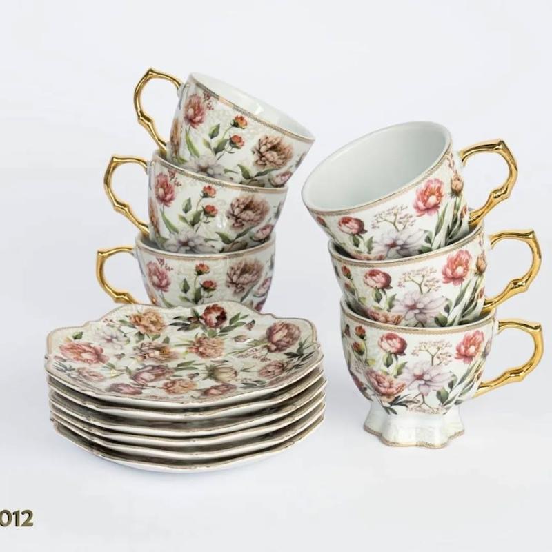 ست فنجان و نعلبکی چای خوری 6 نفره فلاور