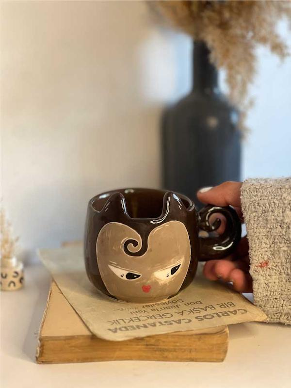 ماگ دسته حلزونی گربه