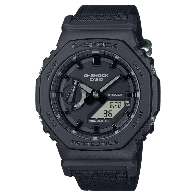 ساعت مچی کاسیو جی‌شاک مدل GA-2100BCE | Carbon Core Guard | بند پارچه‌ای CORDURA® Eco Fabric | ضد ضربه | ضد آب 200 متر