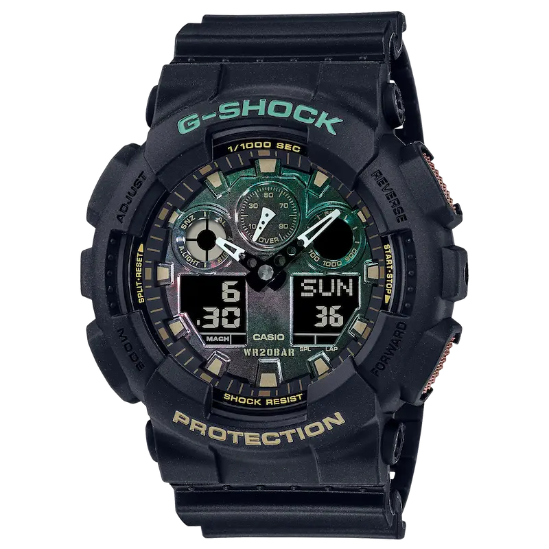 ساعت مچی کاسیو جی‌شاک مدل GA-100RC | آنالوگ دیجیتال | ضد ضربه | ضد مغناطیس | ضد آب 200 متر
