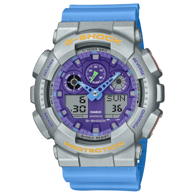 ساعت مچی مردانه کاسیو سری G-SHOCK مدل «GA-100EU» | مقاوم در برابر آب 200 متر | چراغ LED کهربایی