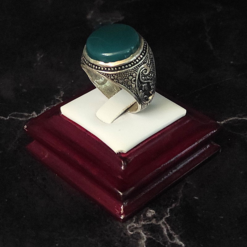 انگشتر نقره مردانه مدل عقیق یشم  رکاب دست ساز اصل MPS-12284464