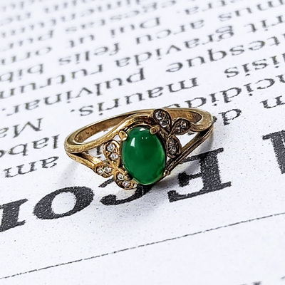 انگشتر زنانه طلا روس سنگ عقیق سبز Mps-12346392