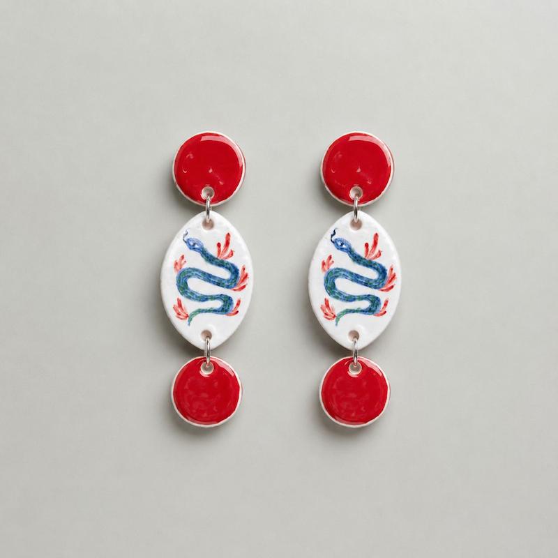 گوشواره سرامیکی blue snake