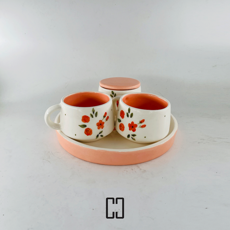 ست دو نفره چای خوری سرامیکی دست ساز
