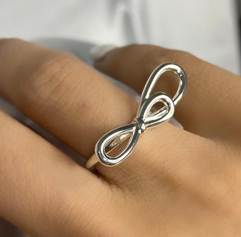 انگشتر پروانه آبکاری نقره