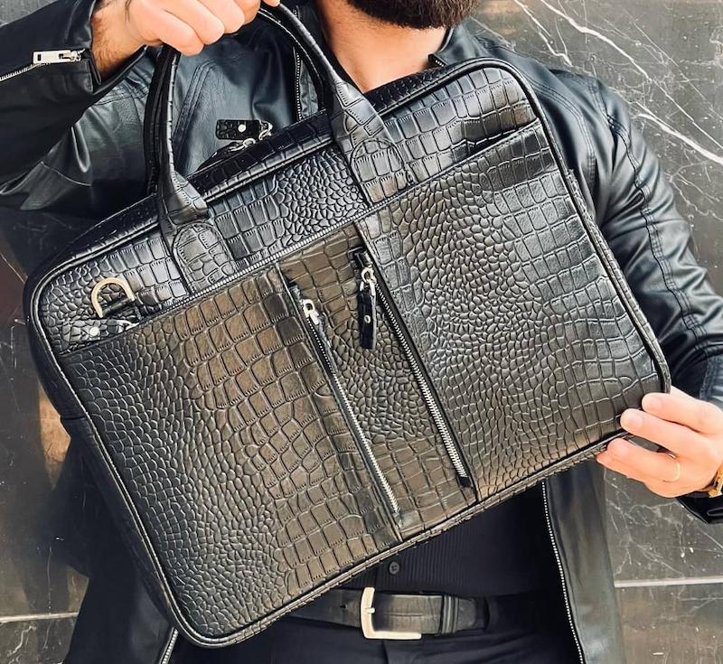 کیف اداری چرم مدل 432 مشکی کروکو 