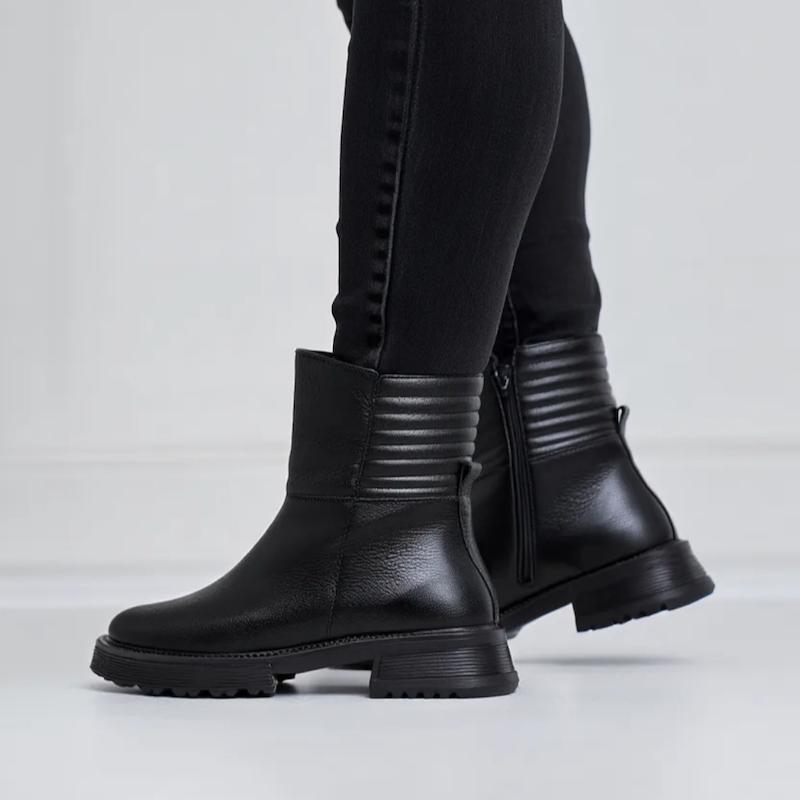 نیم بوت چرم زنانه 229 مشکی