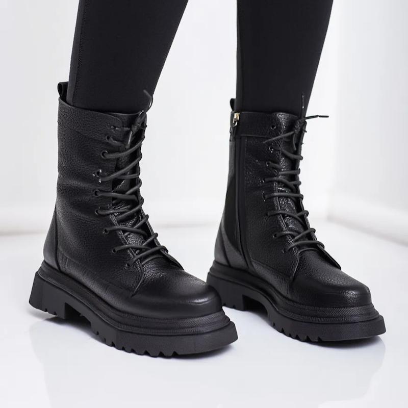 نیم بوت چرم زنانه 190 مشکی