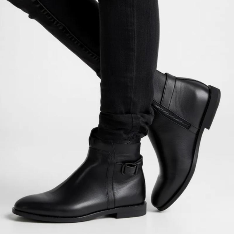 نیم بوت کمربندی چرم مردانه مشکی