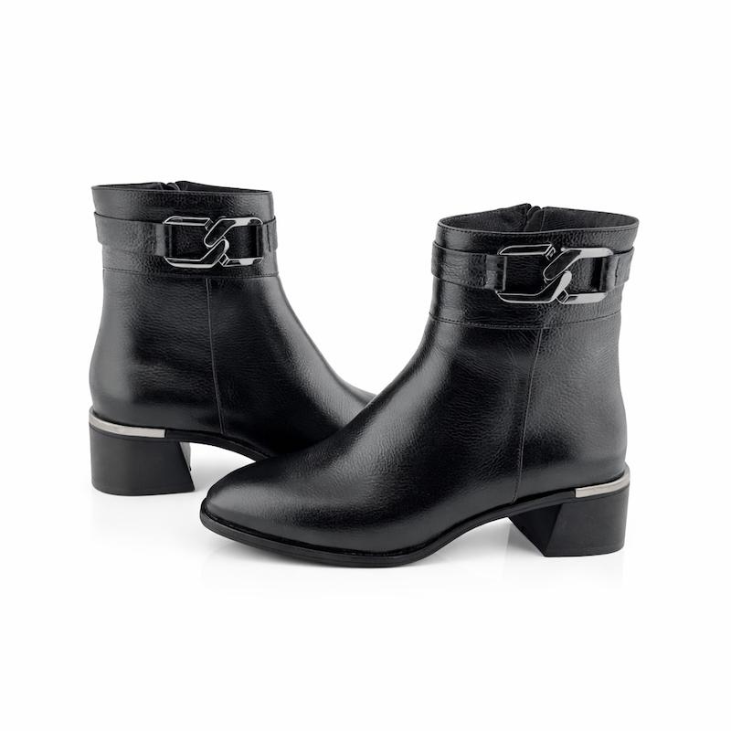 نیم بوت زنانه چرم مدل 2001 مشکی چرم ماد