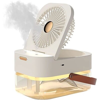پنکه رومیزی، مرطوب کننده هوا و چراغ خواب رومیزی water mist air conditioning fan
