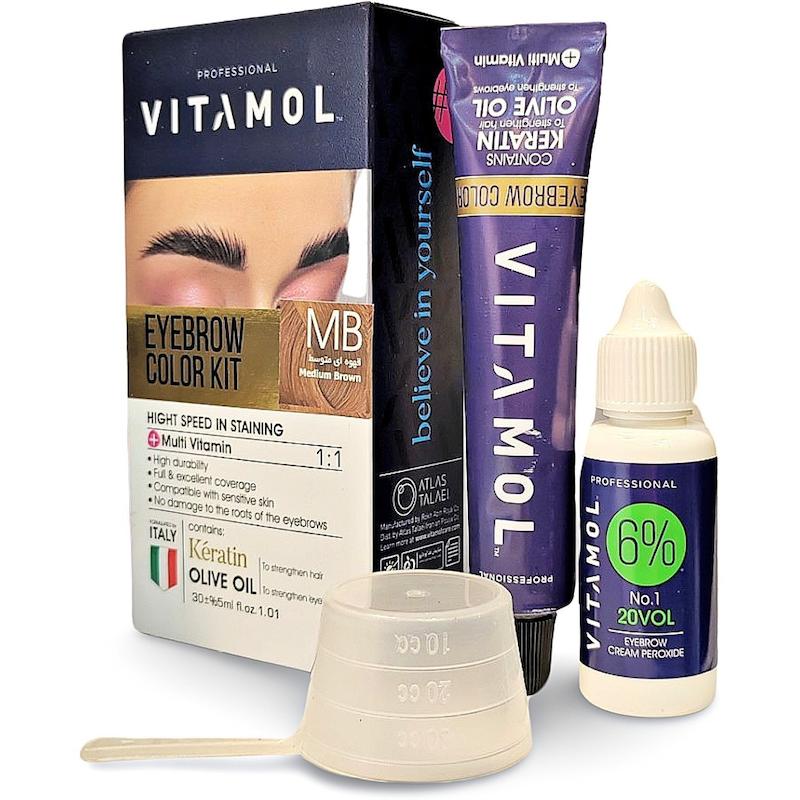 کيت رنگ ابرو ویتامول (VITAMOL) شماره MB قهوه اي متوسط