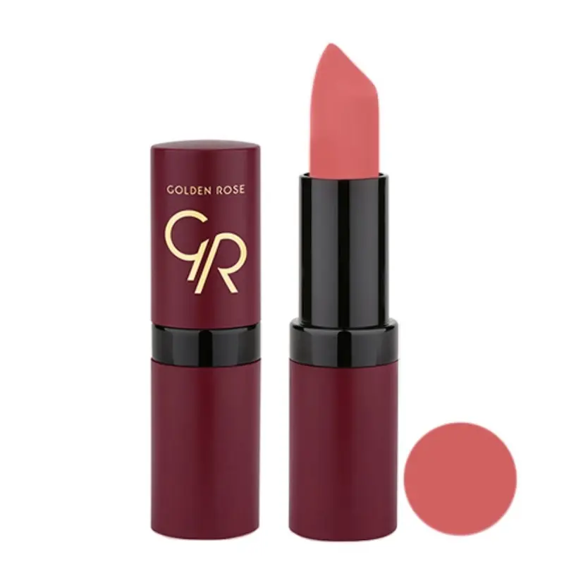 رژ لب مات جامد ولوت گلدن رز کد 10  GOLDEN ROSE VELVET MATTE LIPSTICK