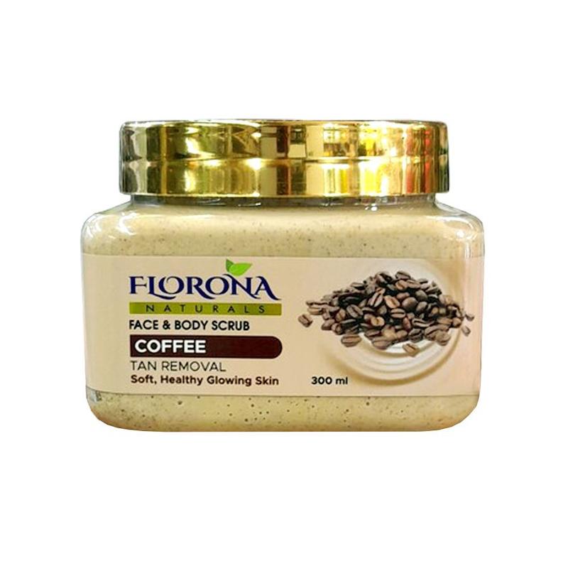 اسکراب صورت و بدن فلورونا FLORONA عصاره قهوه حجم 300 میلی لیتر