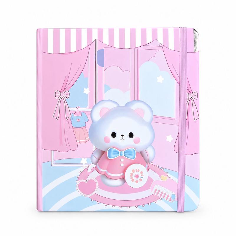 دفتر مربعی نقره کوب فانتزی طرح Sweet Bear