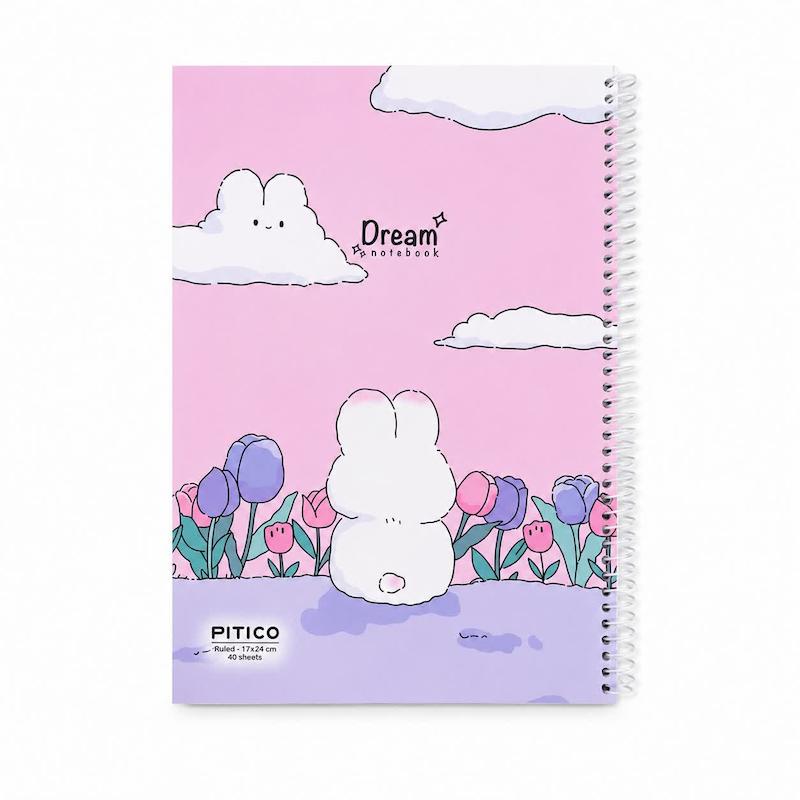 دفتر 40 برگ خط دار سیمی طرح Pinky Sky Rabbit
