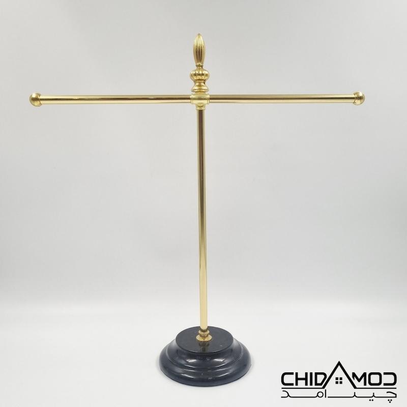 استند حوله و دستمال رومیزی طلایی پایه سنگی مدل کراس CROSS