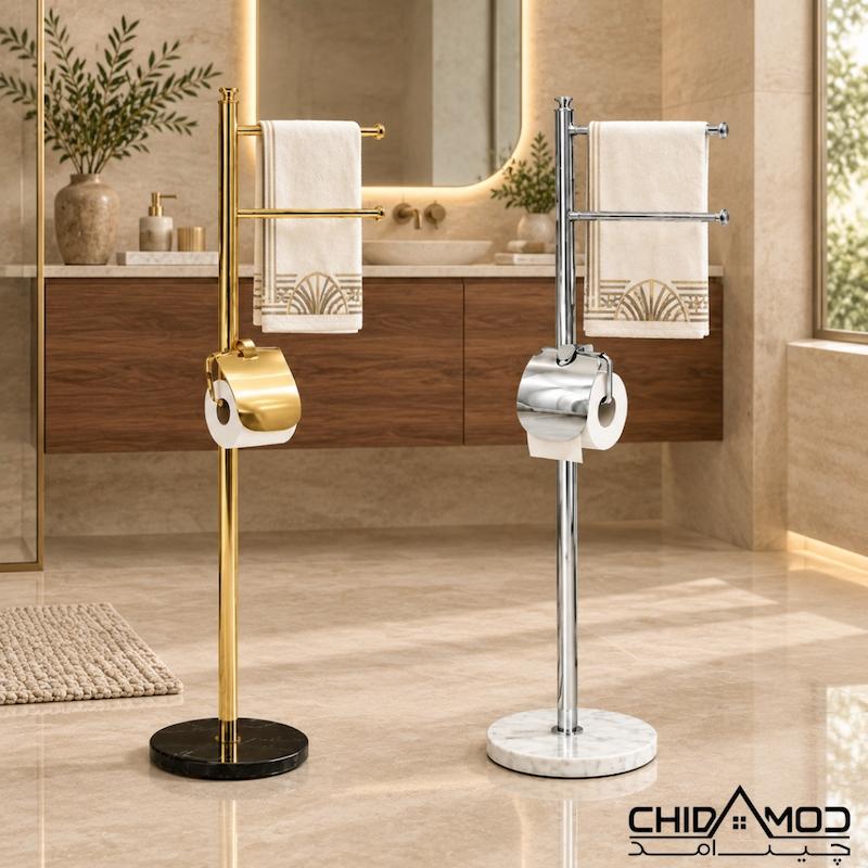 استند حوله و دستمال کاغذی ایستاده با پایه سنگی