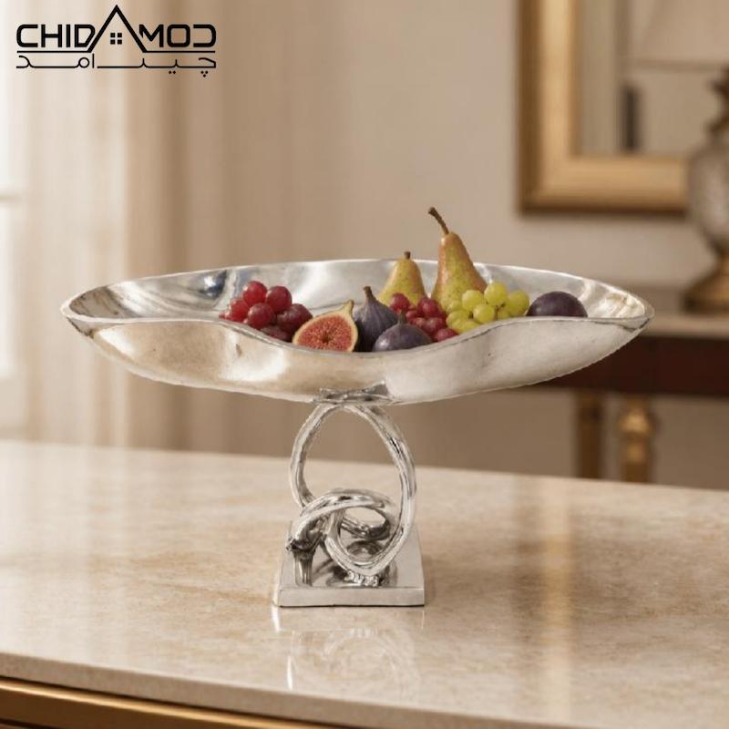 میوه خوری پایه دار بزرگ آلومینیومی طرح پیچ