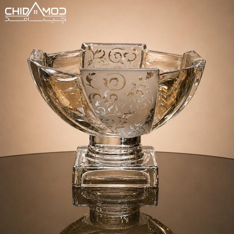 کاسه پایه دار شامپاینی طرح اسکوئر